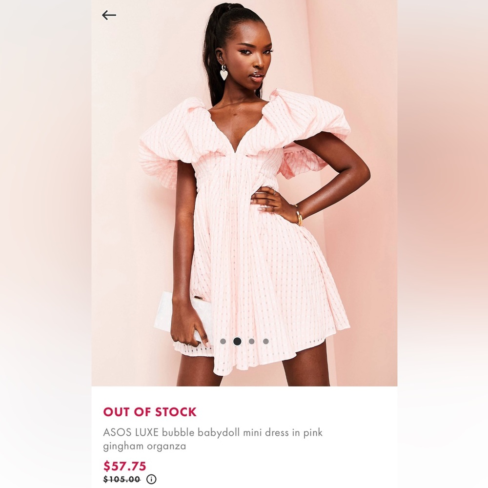 ASOS LUXE bubble babydoll mini dress in pink gingham size 4